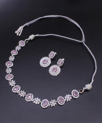 Diamond Drift Copper Silver Pink Jewellery Set(Pack of 3)