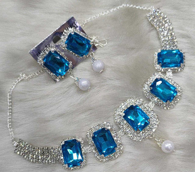 RAHUL TRADERS Alloy Silver Blue Jewellery Set(Pack of 1)