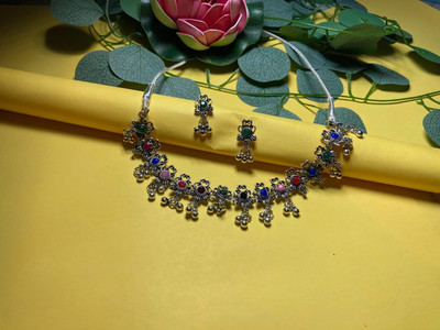 Shreejee Oxidised Silver Multicolor Jewellery Set(Pack of 1)