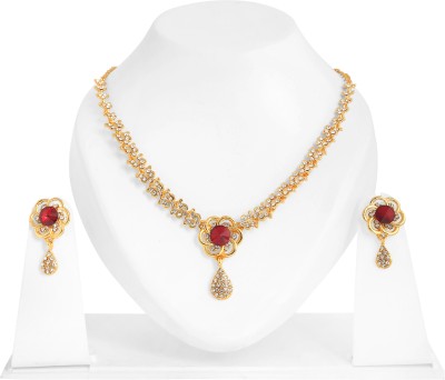 Rukma Alloy Gold-plated Gold, Maroon Jewellery Set(Pack of 1)