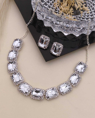 ShringarHouse Stone, Alloy Sterling Silver, Silver Silver, White Jewellery Set(Pack of 1)