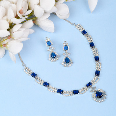 KD JEWELLERS Brass Blue Jewellery Set(Pack of 1)