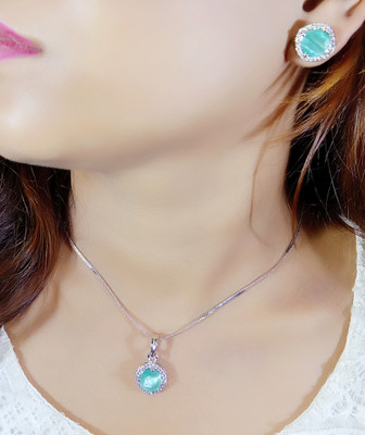 DENICRAAS Alloy Rhodium, Silver Green, Silver Jewellery Set(Pack of 1)