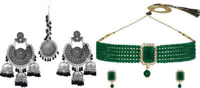 JMBW INTERNATIONAL Alloy Black, Silver, Green Jewellery Set(Pack of 2)