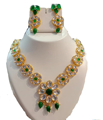 NIKYANKA Alloy Gold-plated Green Jewellery Set(Pack of 1)