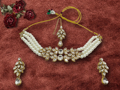 RAUNAK CREATION Alloy Gold-plated White Jewellery Set(Pack of 1)