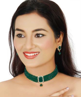 AMHRIK IMITATION Alloy Gold-plated Green Jewellery Set(Pack of 1)