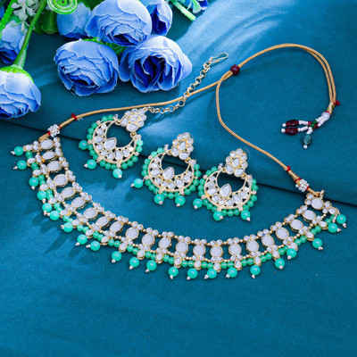 Shostopper by Sukkhi Alloy Gold-plated Green Jewellery Set(Pack of 1)