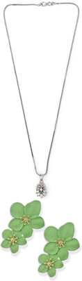 Gauri Fashions Stone Silver, Green Jewellery Set(Pack of 1)