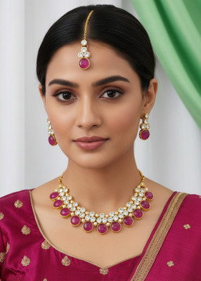 GetBling Alloy Gold-plated Purple Jewellery Set(Pack of 4)