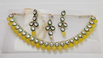 ANANTHACREATION Metal, Stone Yellow Jewellery Set(Pack of 1)