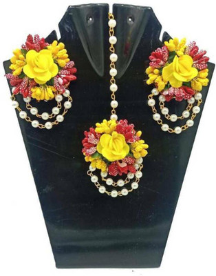 RAION Fabric Yellow, Red Jewellery Set(Pack of 1)