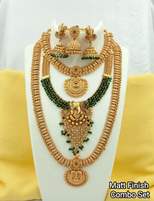 Joyful Alloy Gold-plated Green Jewellery Set(Pack of 1)