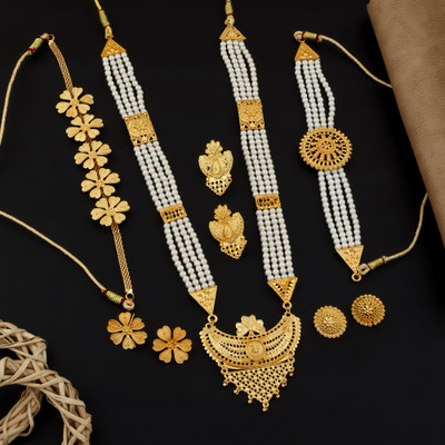 PARTICIAO Alloy Gold-plated Gold Jewellery Set(Pack of 3)