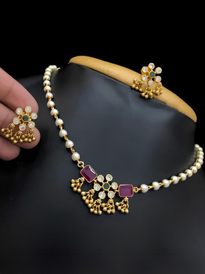 OChori Brass Gold-plated Gold Jewellery Set(Pack of 1)