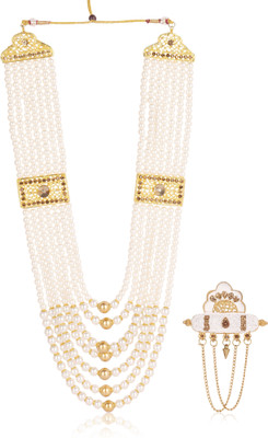 jiyanshi fashion Glass Gold-plated White Jewellery Set(Pack of 2)