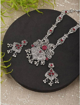 Anamya Collections Alloy Maroon Jewellery Set(Pack of 1)