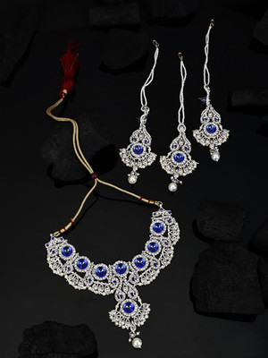 BHANA CREATIONS Brass Gold-plated Blue Jewellery Set(Pack of 4)