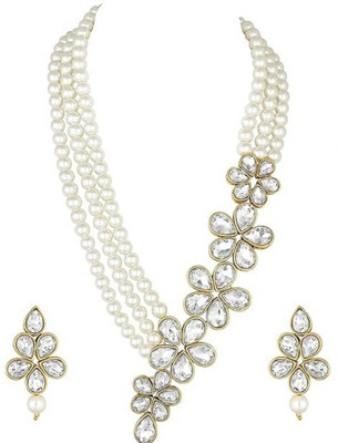 CATALYST Brass Gold-plated White Jewellery Set(Pack of 2)