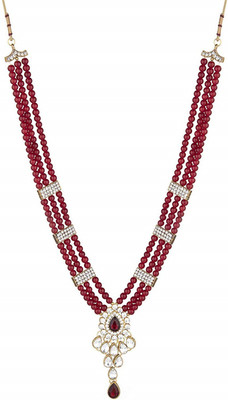 Nivaan Alloy Gold-plated Maroon Jewellery Set(Pack of 1)