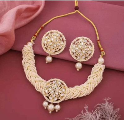 ZMS Alloy Gold-plated White Jewellery Set(Pack of 1)