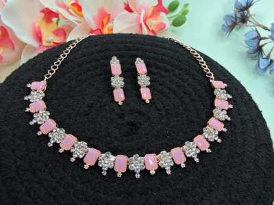 VATSALYA creation Alloy Gold-plated Pink Jewellery Set(Pack of 1)