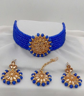 RPJEWEL Alloy Gold-plated Blue Jewellery Set(Pack of 1)