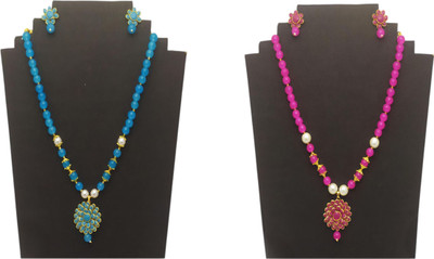 HIBAA Alloy Blue, Pink Jewellery Set(Pack of 6)