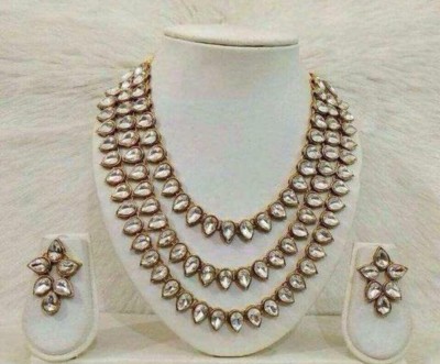 Roshni Creation Alloy Brass White Jewellery Set(Pack of 1)