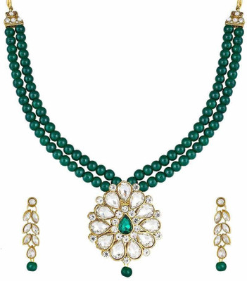 Nivaan Alloy Gold-plated Green Jewellery Set(Pack of 3)