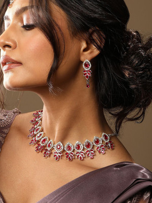 ASMITTA Jewellery Alloy Rhodium Silver, Pink Jewellery Set(Pack of 1)