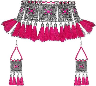 sunhari jewels Alloy Pink Jewellery Set(Pack of 1)