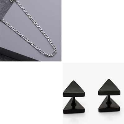 MAATRCHAAYA Stainless Steel Sterling Silver, Titanium Black, Silver Jewellery Set(Pack of 2)