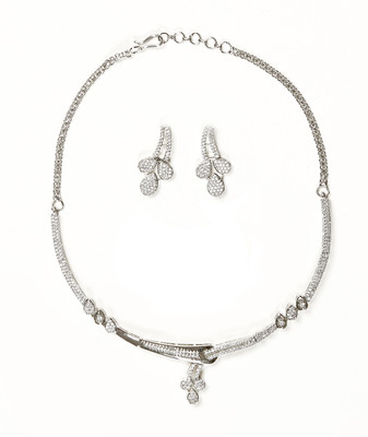 house of common Brass Rhodium White Jewellery Set(Pack of 1)