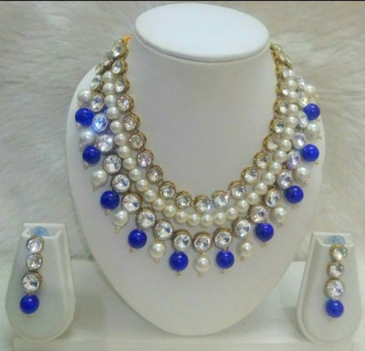 YFJ Alloy Gold-plated Blue Jewellery Set(Pack of 1)