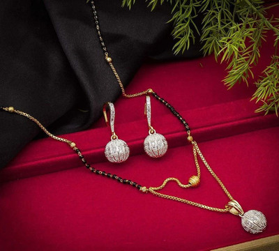 Anamya Collections Alloy Gold-plated Black, Gold Jewellery Set(Pack of 1)