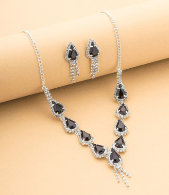 ASCEND Alloy Silver Black Jewellery Set(Pack of 1)