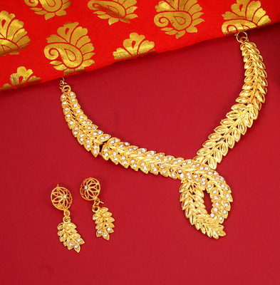 RAMDEV ART FASHION JEWELLERY Brass Gold-plated Gold Jewellery Set(Pack of 1)