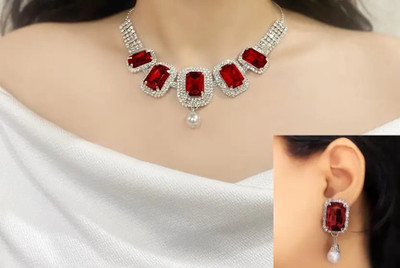 DENICRAAS Alloy Maroon Jewellery Set(Pack of 1)