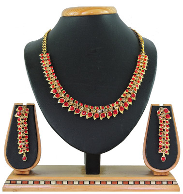 KAHAR CREATION Alloy Gold-plated Red Jewellery Set(Pack of 1)