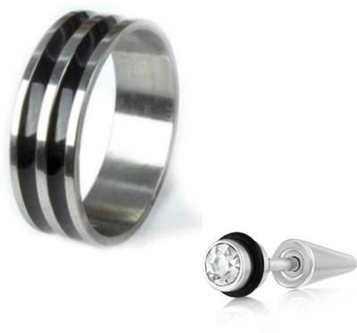 Vipunj Alloy, Stainless Steel Sterling Silver, Titanium Silver, Black Jewellery Set(Pack of 2)