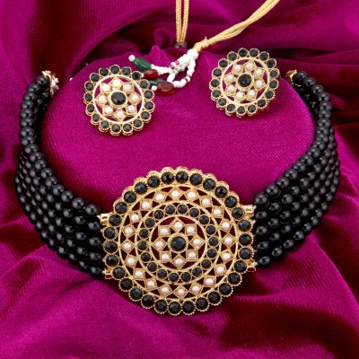 Sukkhi Alloy Gold-plated Black, White Jewellery Set(Pack of 1)