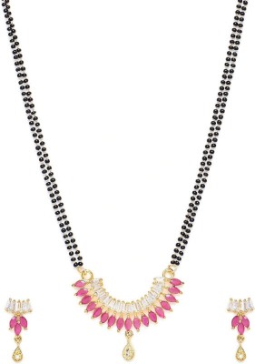 Wynona Brass, Crystal Gold-plated Pink Jewellery Set(Pack of 1)