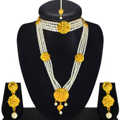 TOOKKART Alloy Gold-plated White Jewellery Set(Pack of 1)