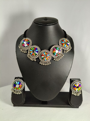 MehrasVirasat Oxidised Silver Multicolor Jewellery Set(Pack of 3)