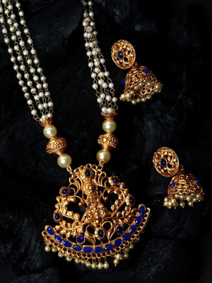BHANA CREATIONS Alloy Gold-plated Blue Jewellery Set(Pack of 1)