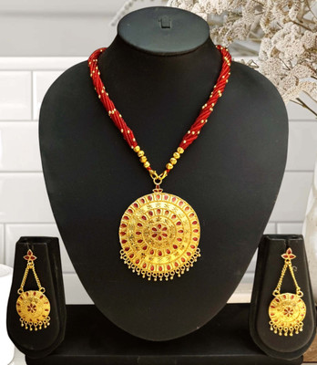 balaji gold Copper Gold-plated Red Jewellery Set(Pack of 1)