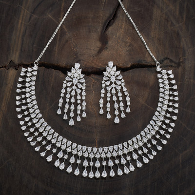 Kushal's Fashion Jewellery Copper Gold-plated White Jewellery Set(Pack of 3)