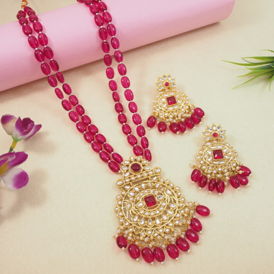 nezuka Alloy Gold-plated Red Jewellery Set(Pack of 1)