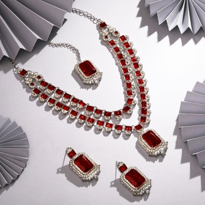 Atasi International Alloy Ruby Red, Silver Jewellery Set(Pack of 3)